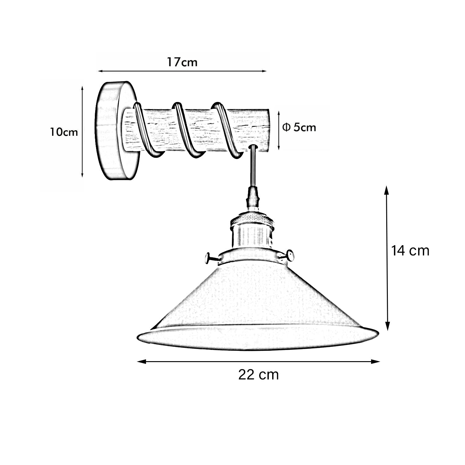 Modern Combined Solid Wooden Arm Chandelier Lighting With Grey Cone Shaped Metal Shade wall sconce~3472