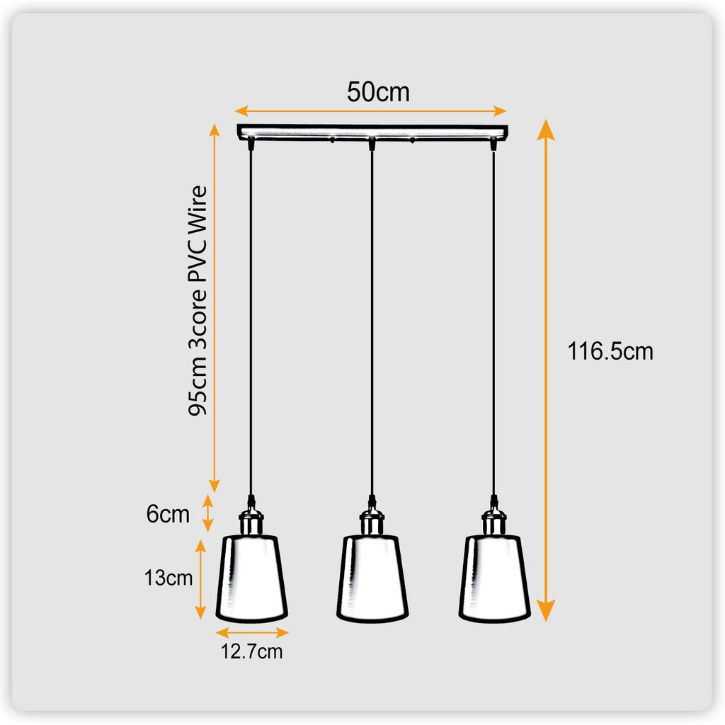 3 Head Black Vintage Industrial Ceiling Hanging Light Shade Loft Style Metal Ceiling Pendant~4059