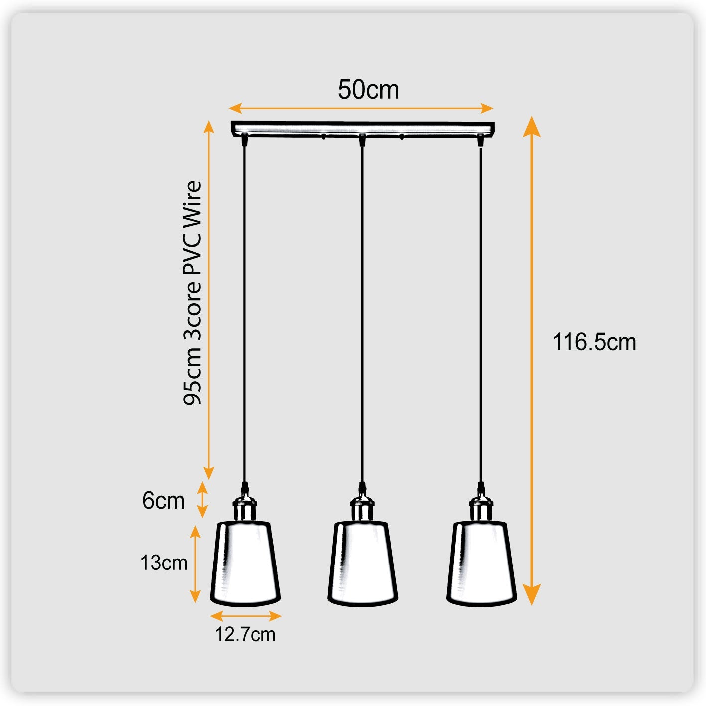 3 Head Black Vintage Industrial Ceiling Hanging Light Shade Loft Style Metal Ceiling Pendant~4059