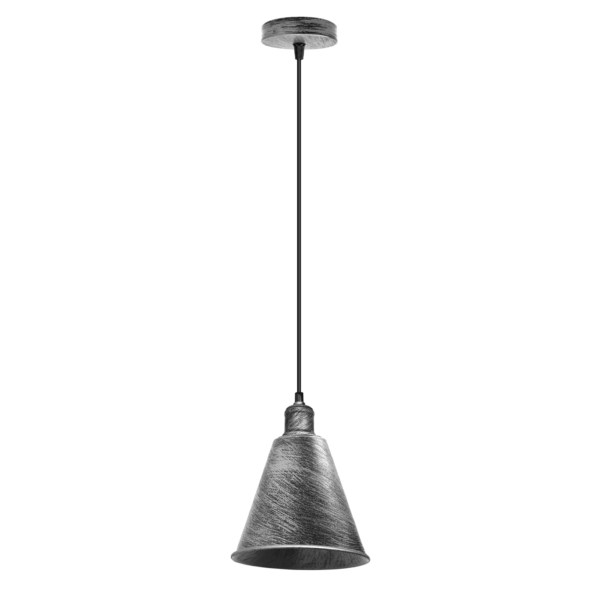 Hanging Cone Shaped Pendant Light Fixture,Brushed Silver Colour Lampshade~4407