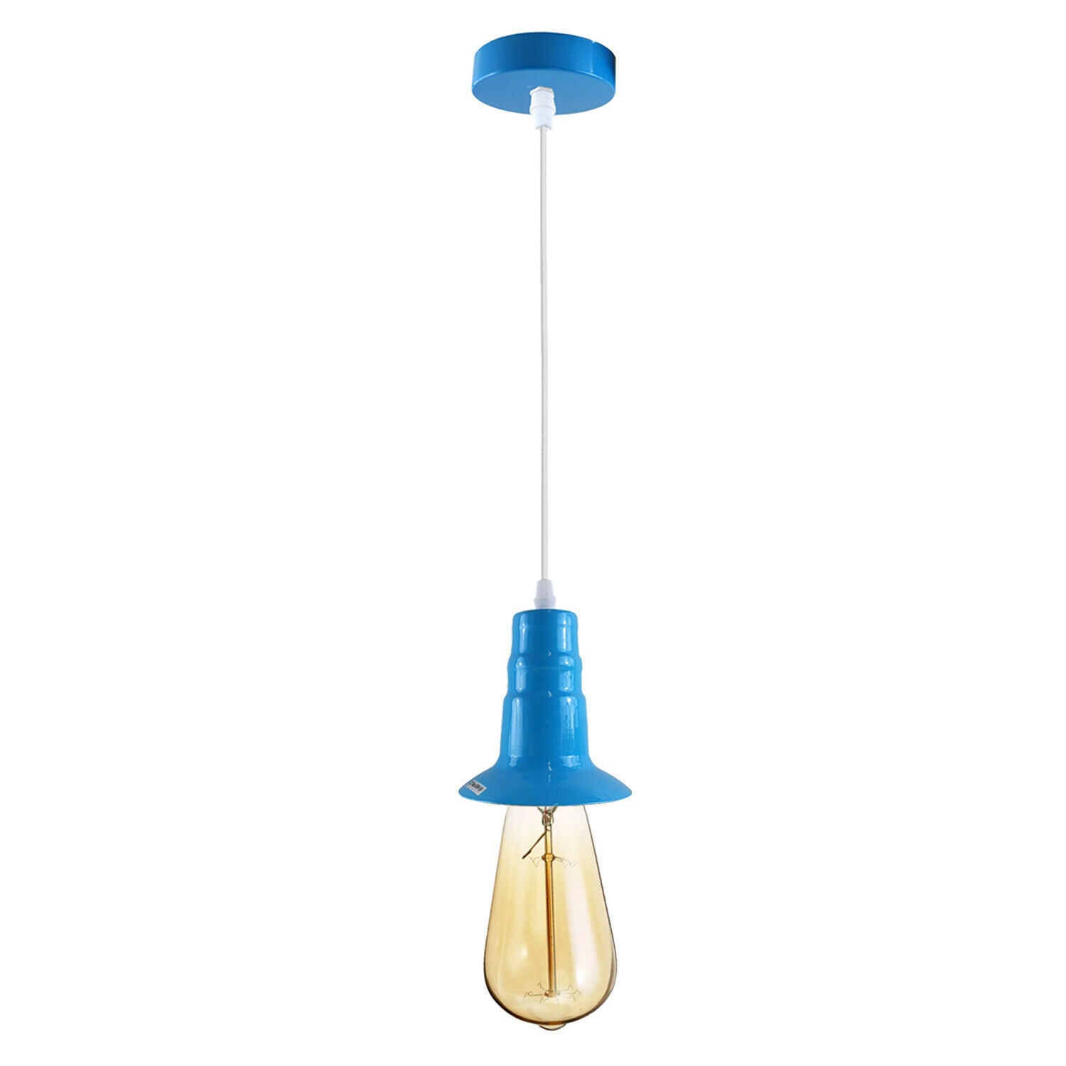 Light Blue Ceiling Light Fitting Industrial Pendant Lamp Bulb Holder~1681