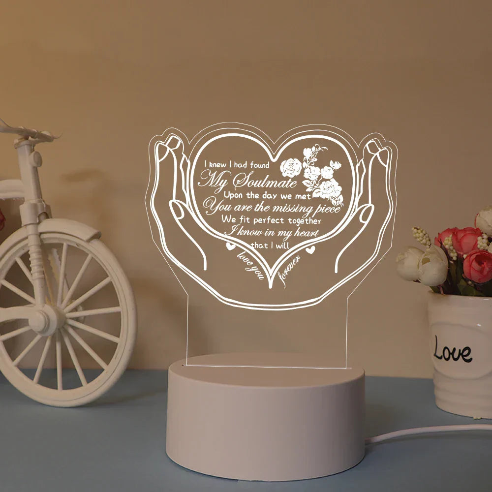 I Love You 3D Acrylic LED Night Light