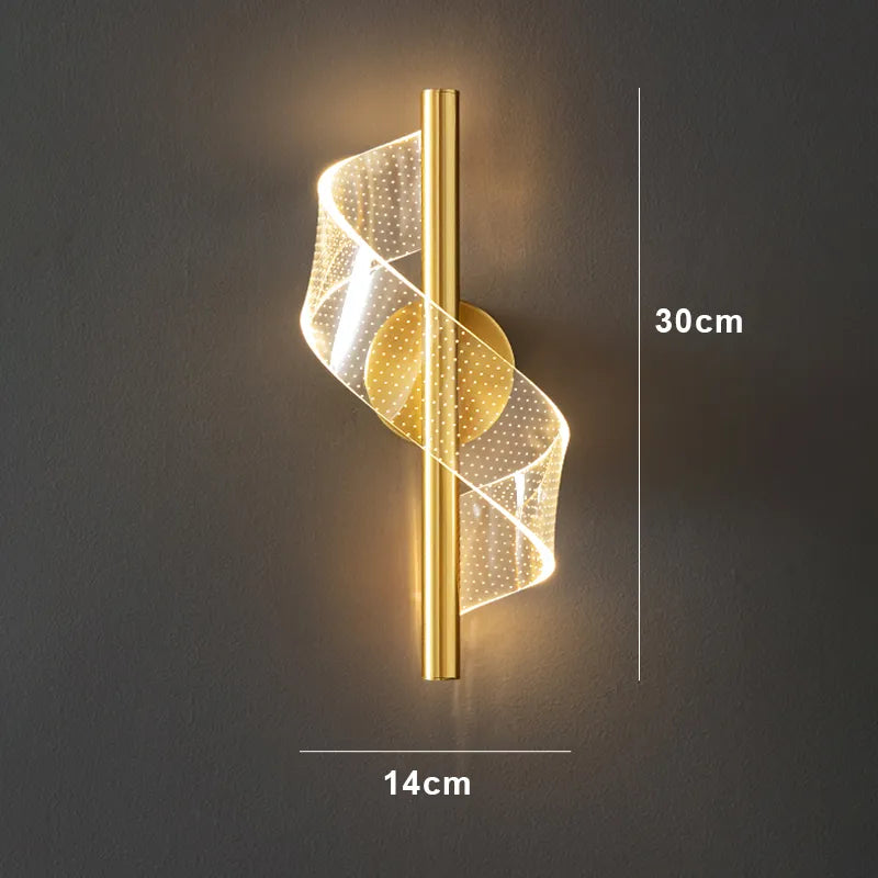 Elegant Gold LED Wall Sconce Lamp with Warm Light - Modern Acrylic and Aluminum Alloy Design
