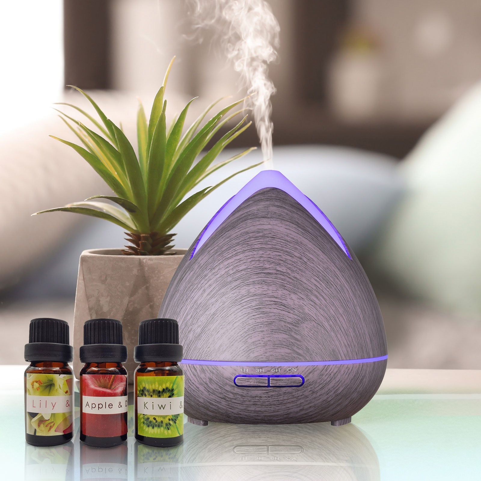 NNEDSZ Oils Ultrasonic Aromatherapy Diffuser Air Humidifier Purify 400ML  Violet