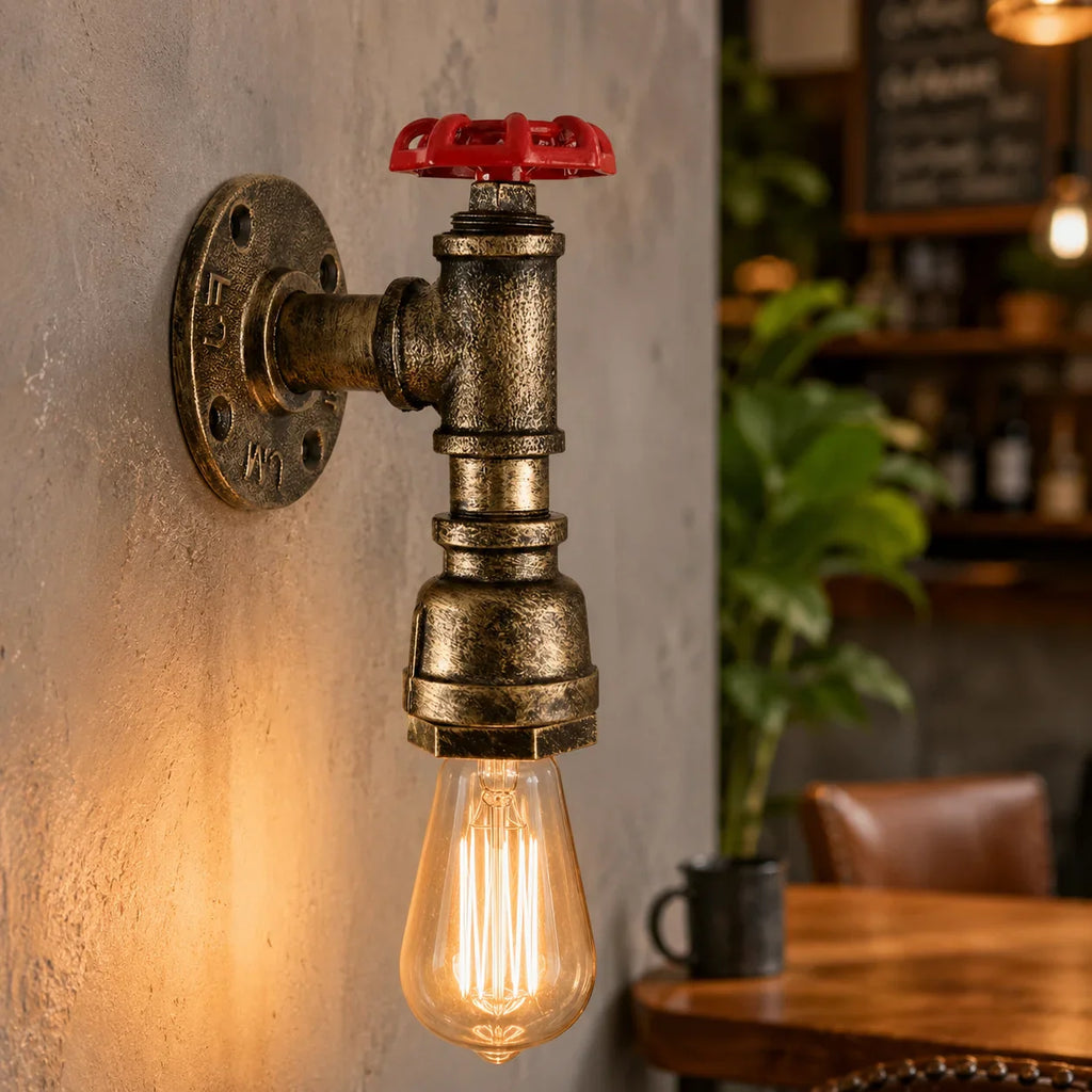 Steampunk Spigot Wall Light  Easy Installation E27~2069