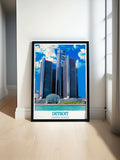 Detroit Wall Decor - The Renaissance Center Home Decor - USA Travel Posters