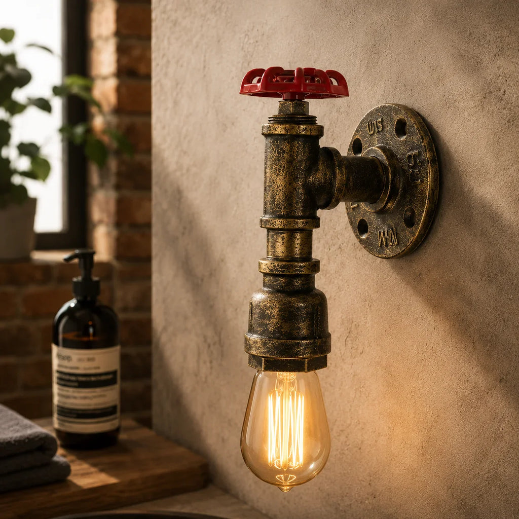 Steampunk Spigot Wall Light  Easy Installation E27~2069