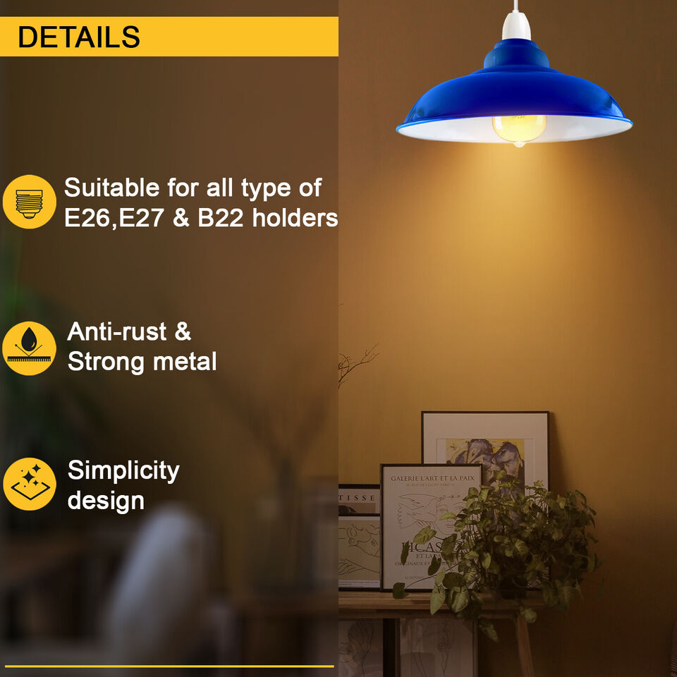 Navy blue Colour Gloss Modern Metal Indoor Home Light Lampshade~4978