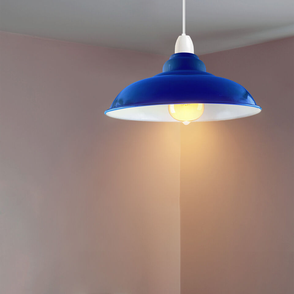 Navy blue Colour Gloss Modern Metal Indoor Home Light Lampshade~4978